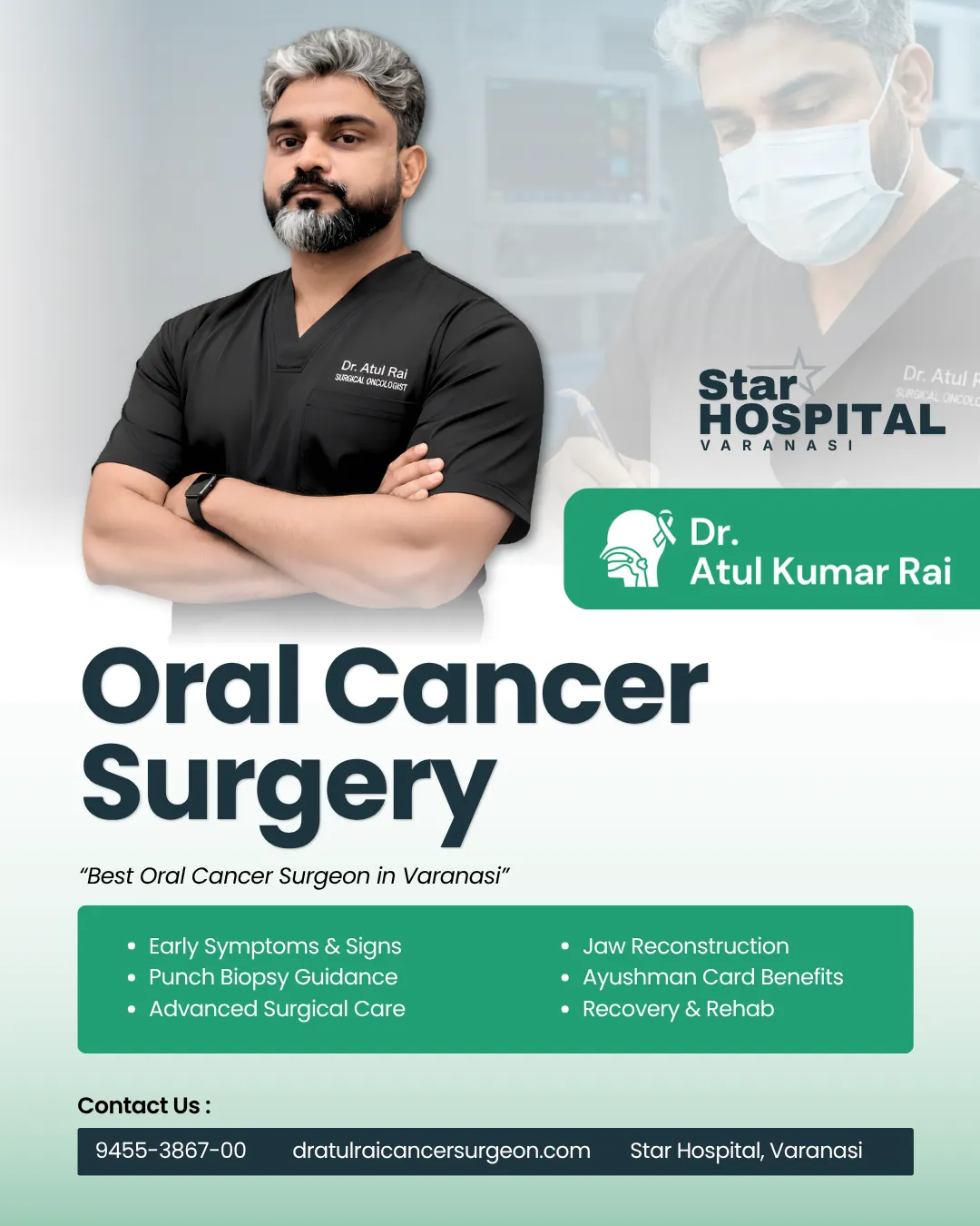 Dr. Atul Kumar Rai Best Oral Cancer Surgeon in Varanasi performing consultation
