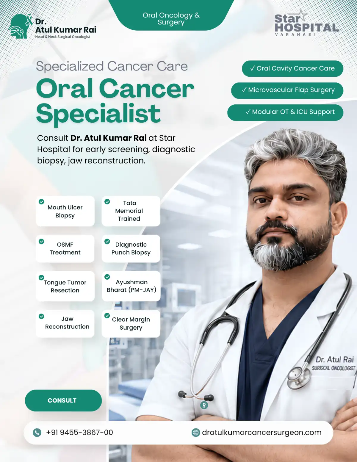 Dr. Atul Rai at Star Hospital - Oral Cancer Hospital in Varanasi flyer