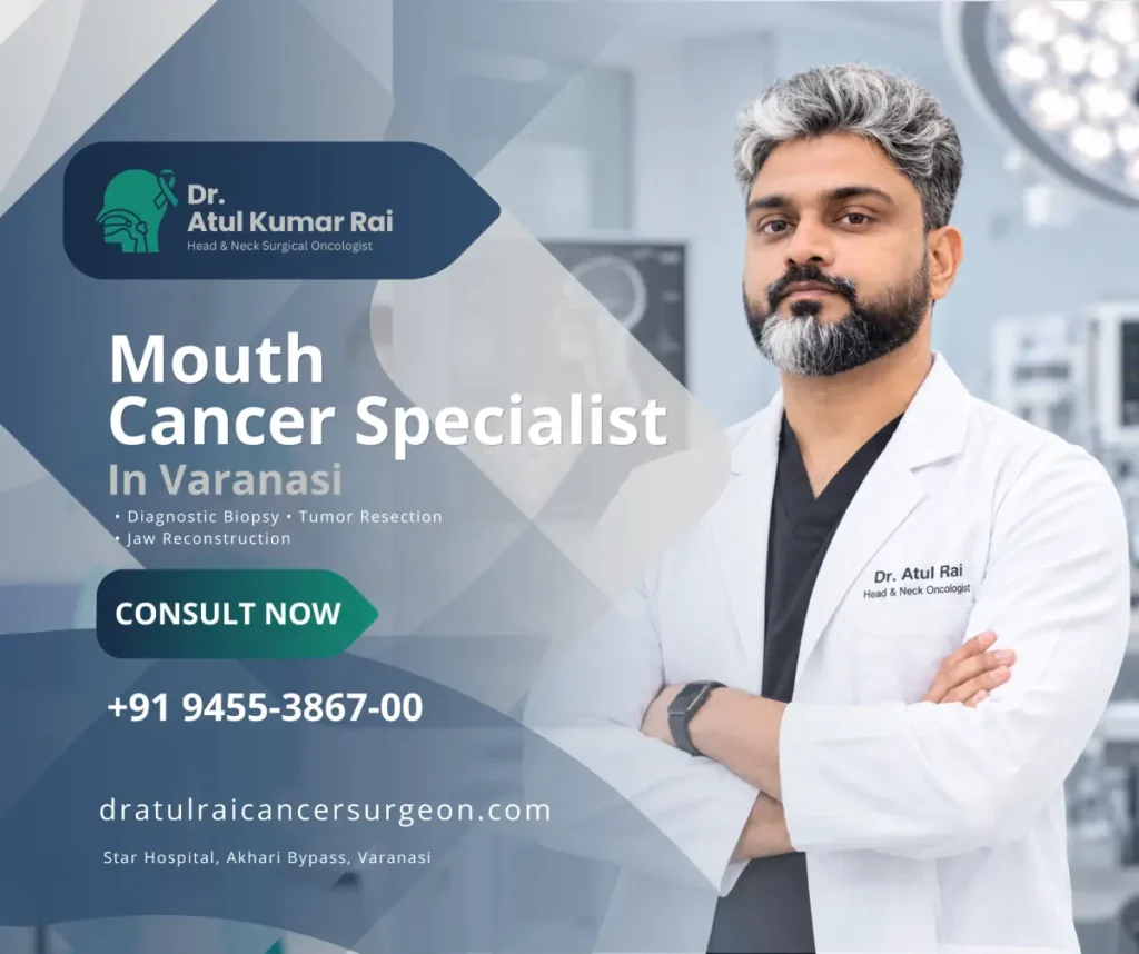 Best mouth cancer doctor in Varanasi Dr Atul Kumar Rai consulting patient at Star Hospital